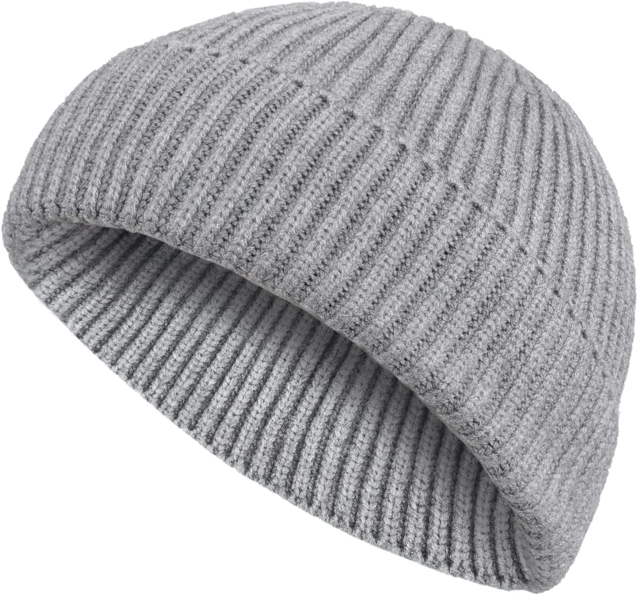 Surblue Fisherman Beanie Winter Knit Hat Roll-up Edge Skullcap for Men Women