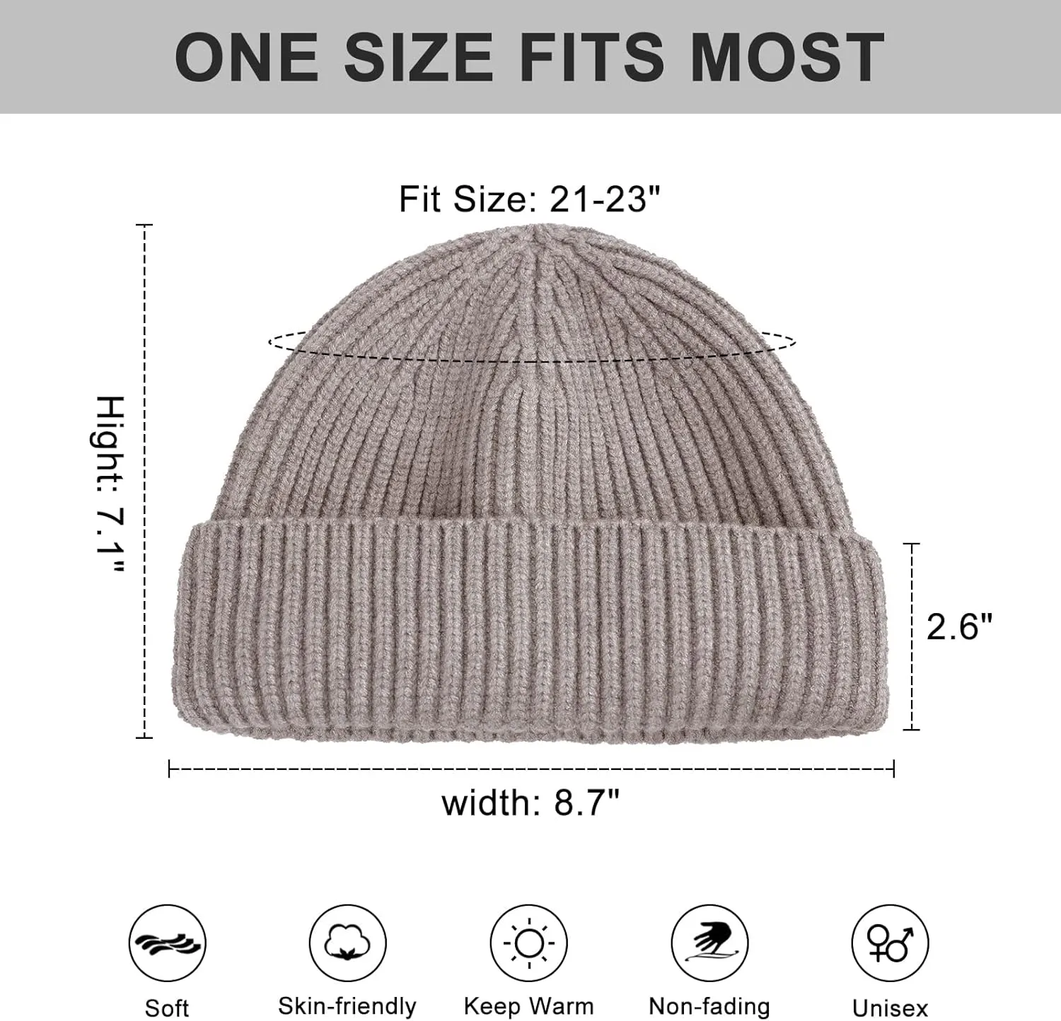 Surblue Fisherman Beanie Winter Knit Hat Roll-up Edge Skullcap for Men Women