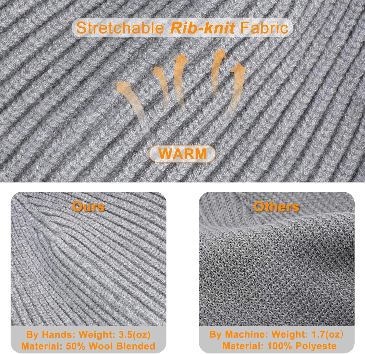 Surblue Fisherman Beanie Winter Knit Hat Roll-up Edge Skullcap for Men Women