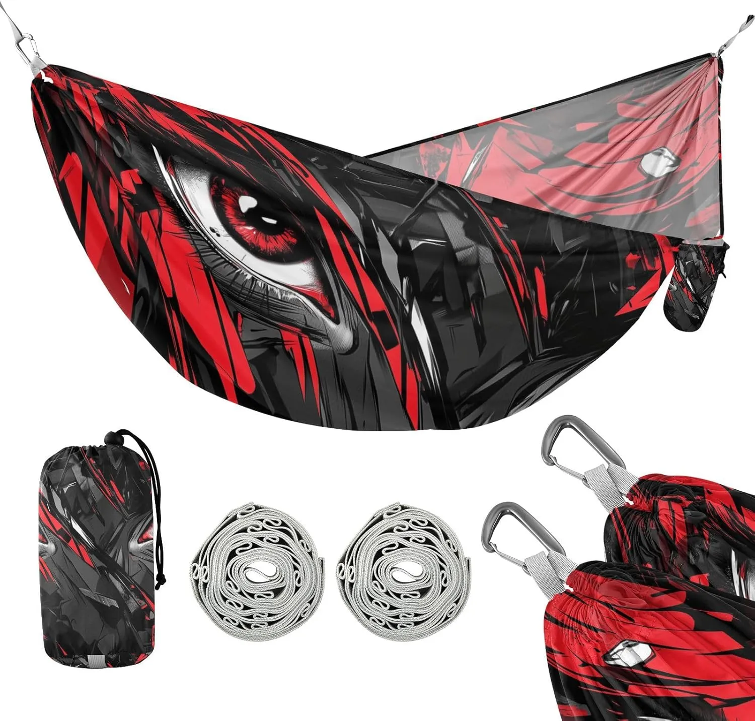 susiyo Portable Camping Hammock Dark Fantasy Eyes Printed Lightweight Hammock Comfortable Travel Swing with Tree Straps for Camping Hiking Backpacking Travel or Beach - Up to 330lbs