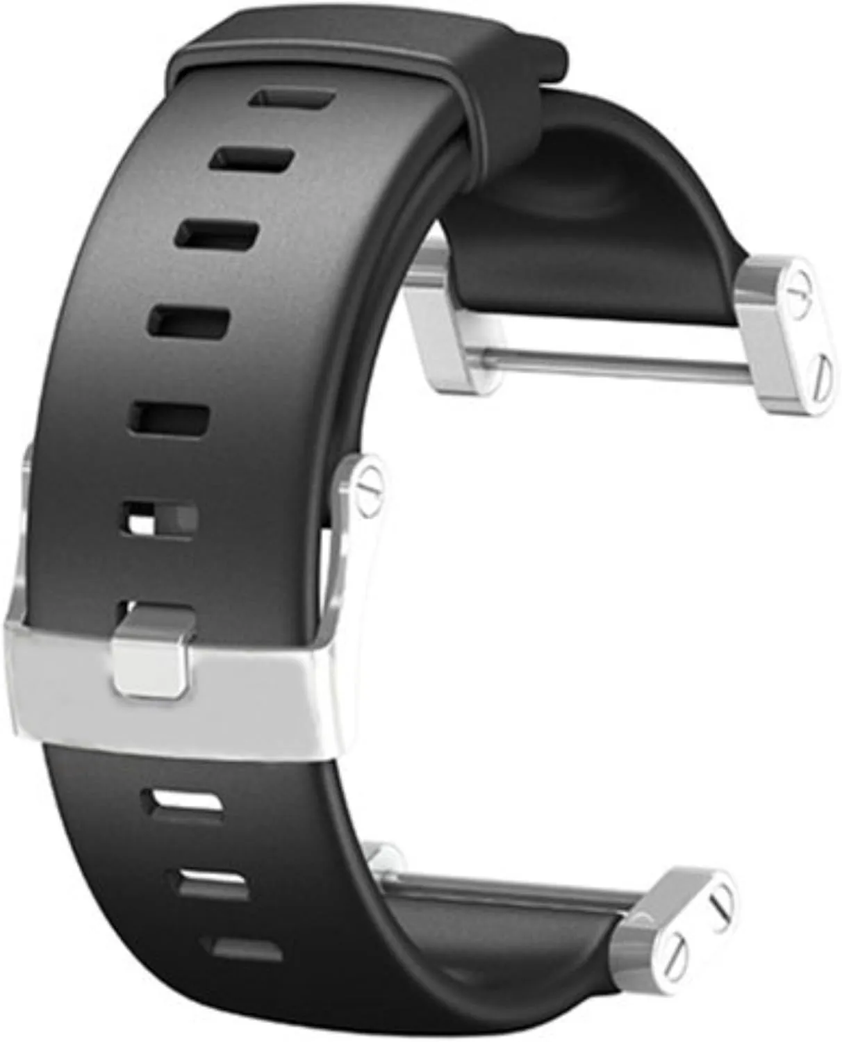 Suunto Core Accessory Strap Black Rubber Band Silver Brush Buckle Adapter One Set