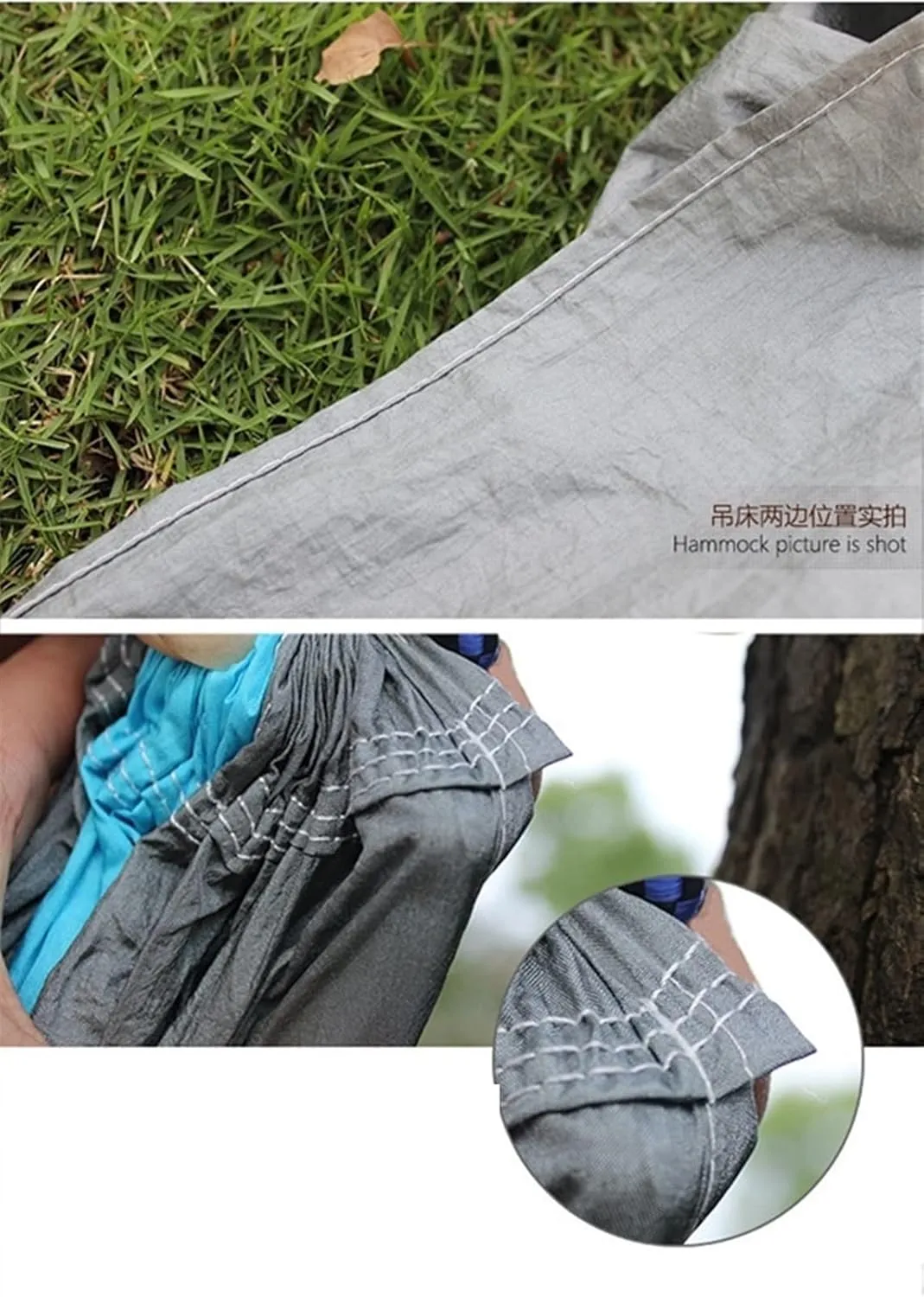 Swing Set Camping Hammock, Nylon Hammock, Portable Lightweight Parachute Hammock With Tree Straps for Backpacking Camping Travel Beach Garden Outdoor Camping Gear Swing Seat ( Color : Blue gray )