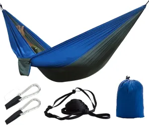 Swing Set Camping Hammock, Nylon Hammock, Portable Lightweight Parachute Hammock With Tree Straps for Backpacking Camping Travel Beach Garden Outdoor Camping Gear Swing Seat ( Color : Blue gray )