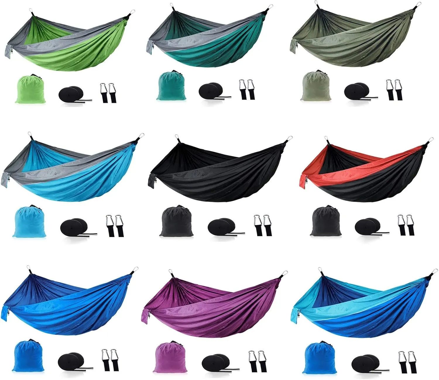 Swings Single Double Outdoor Hammock Swing Parachute Cloth Nylon Hammock Portable Hammock Hammock Chair 106.2x55.1 Inches (9 Colors) Swing Outside Toys (Color : G)