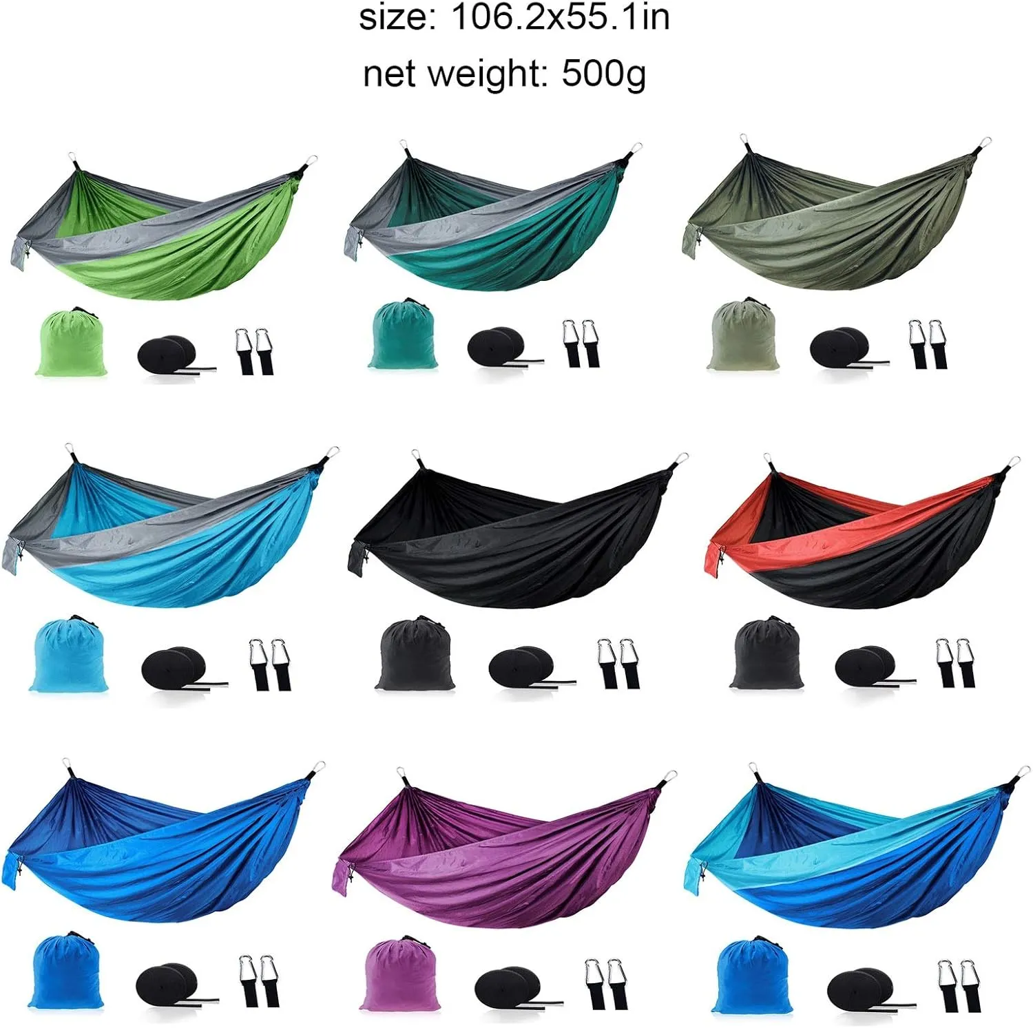 Swings Single Double Outdoor Hammock Swing Parachute Cloth Nylon Hammock Portable Hammock Hammock Chair 106.2x55.1 Inches (9 Colors) Swing Outside Toys (Color : G)