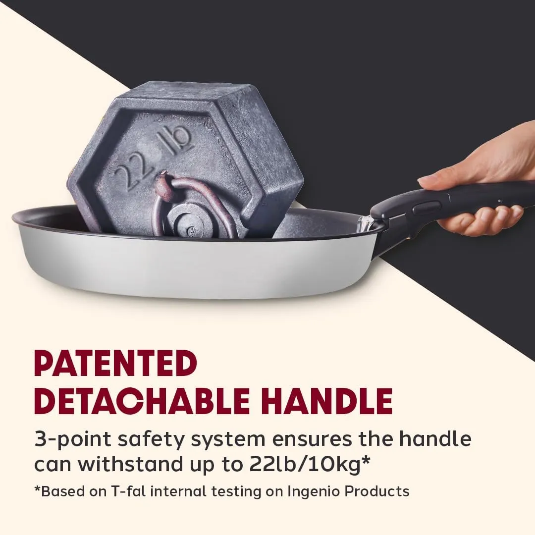 T-fal Ingenio Expertise Stainless Steel Cookware Set 13 Piece, Induction, Stackable Cookware, Pots and Pans Set, RV, Camping, Kitchen Fry Pans, Dishwasher Safe, Detachable/Removable Handle, Silver