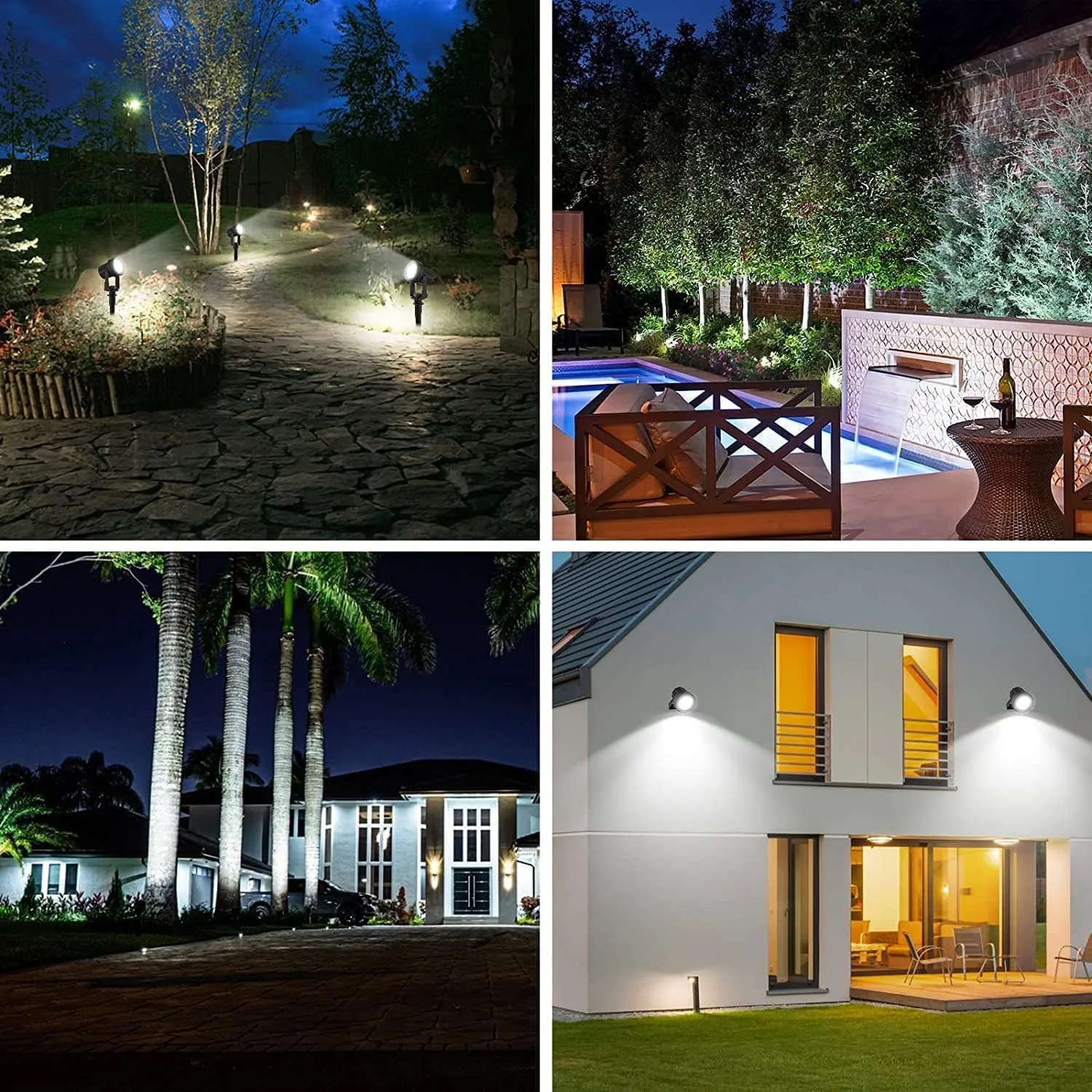 T-SUNUS Solar Garden Spotlight White Outdoor, 4-in-1 Solar Spot Lights 6000K IP65 Waterproof 9.8ft Cable, 5W Separated Solar Panel, Auto On/Off for Tree Patio Yard Driveway Pathway Pool Area
