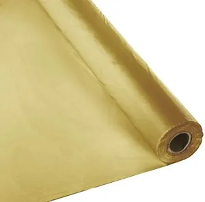 Table-Mate Plastic Party Banquet Table Cover Roll - 300 ft. x 40 in. - Disposable Tablecloth (Gold)