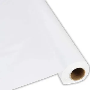 Table-Mate Plastic Party Banquet Table Cover Roll - 300 ft. x 40 in. - Disposable Tablecloth (White)