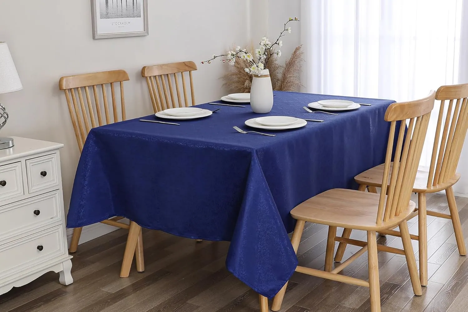 Tablecloth Royal Blue Jacquard Rectangle Table Cloth 54 X 84 Inch, Water Resistant and Wrinkle Free Table Cover for Outdoor,Indoor,Party,Wedding,Dining Room