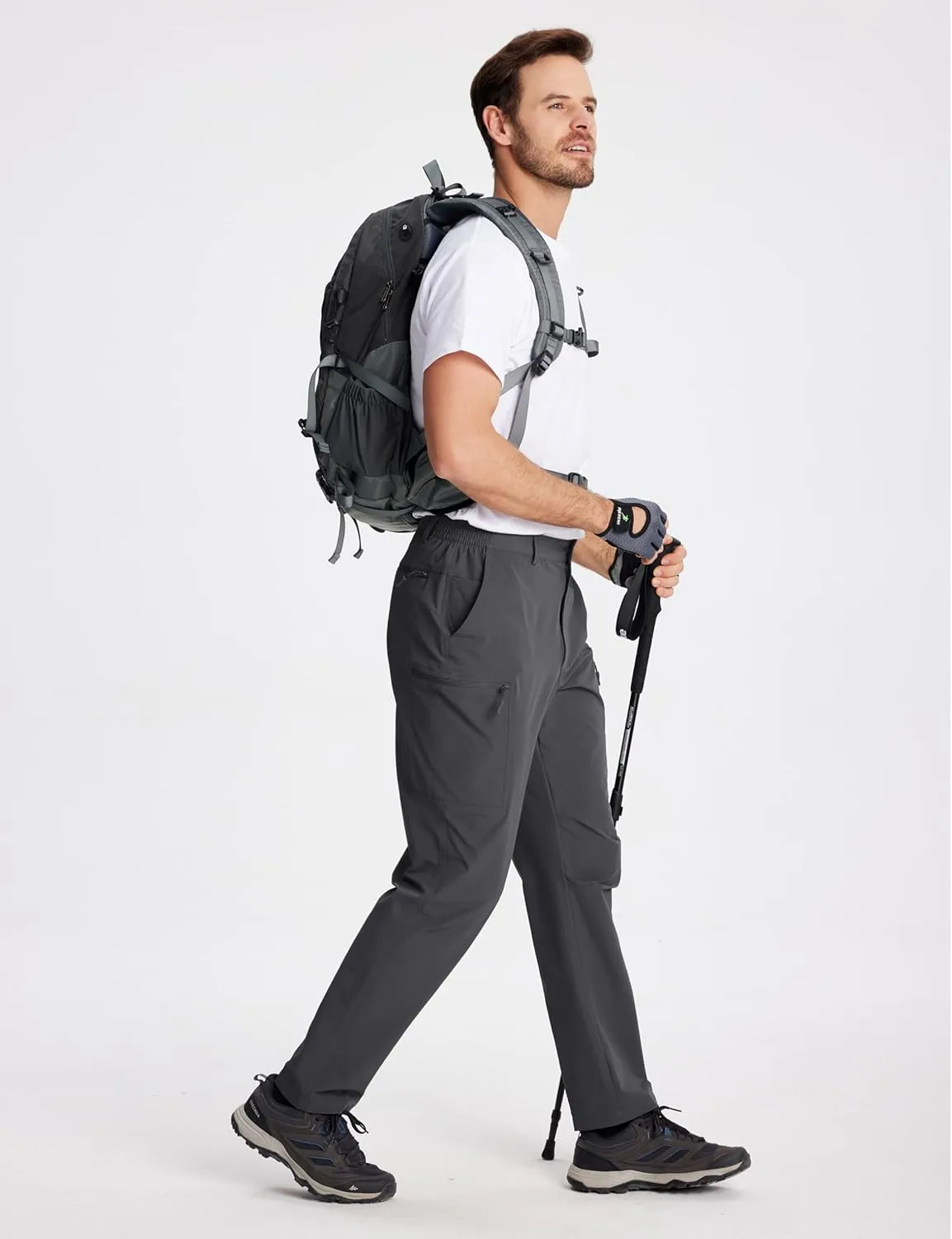 TACVASEN Men's Hiking Cargo Pants with 6 Pockets Lightweight Water Resistant Quick Dry Travel Work Pants Tactical Outdoor