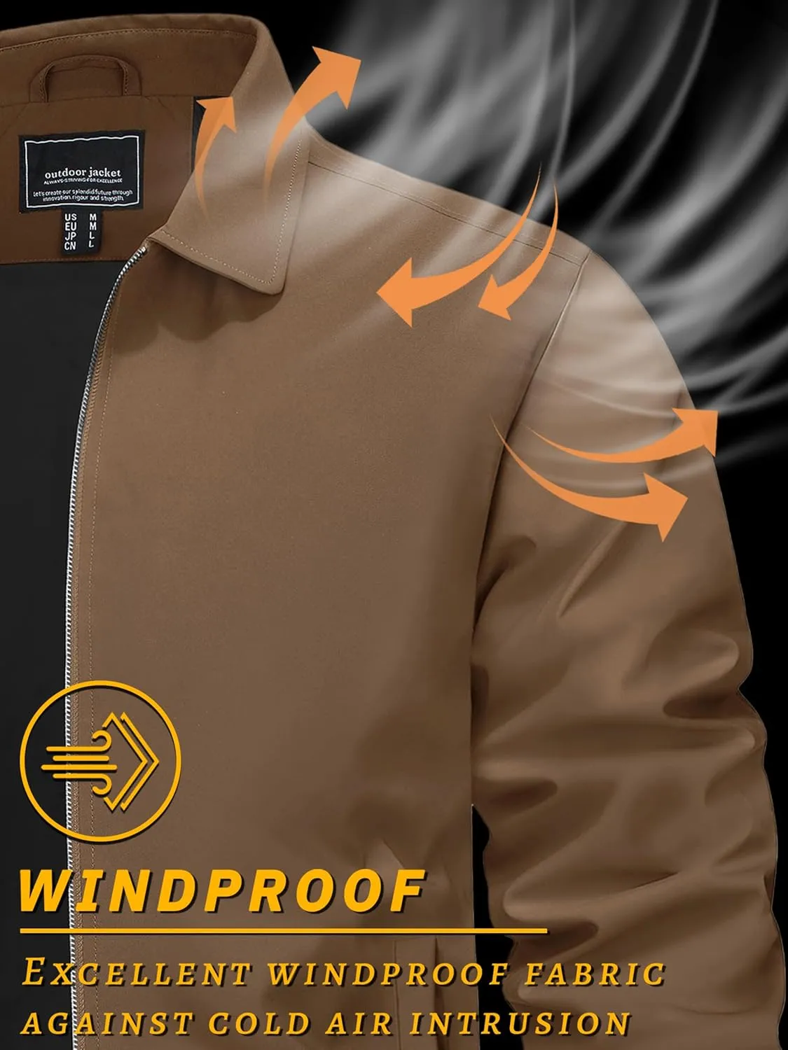 TACVASEN Mens Lightweight Windbreaker Full Zip Up Laydown Collar Jackets Light Casual Coat with Zip Pockets