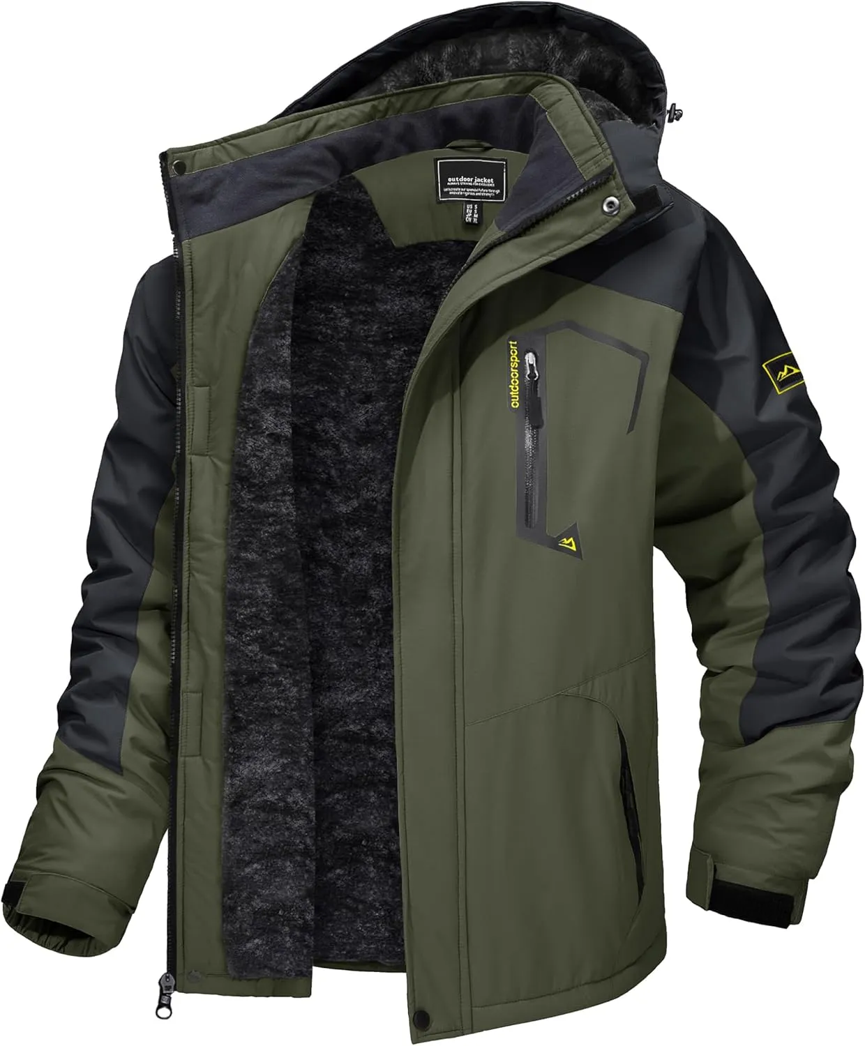 TACVASEN Men's Winter Skiing Jackets Water Resistant Fleece Coats Insulated Thermal Snowboard Jacket Parka Raincoat with Hood