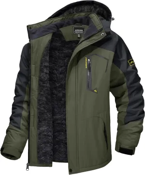 TACVASEN Men's Winter Skiing Jackets Water Resistant Fleece Coats Insulated Thermal Snowboard Jacket Parka Raincoat with Hood