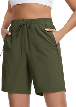 TACVASEN Women's Hiking Shorts Quick Dry Lightweight 8" Water Resistant Athletic Shorts with Pockets Outdoor Golf Active