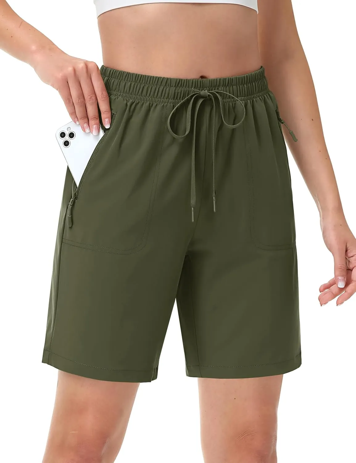 TACVASEN Women's Hiking Shorts Quick Dry Lightweight 8" Water Resistant Athletic Shorts with Pockets Outdoor Golf Active