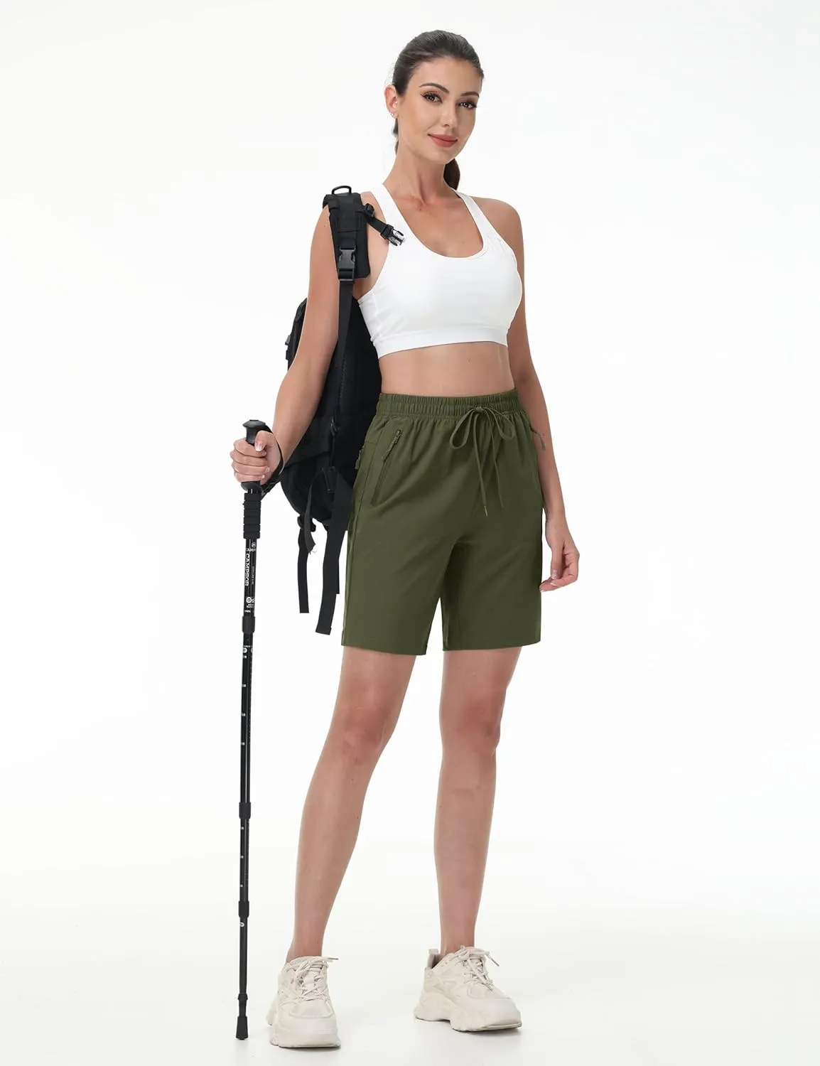TACVASEN Women's Hiking Shorts Quick Dry Lightweight 8" Water Resistant Athletic Shorts with Pockets Outdoor Golf Active