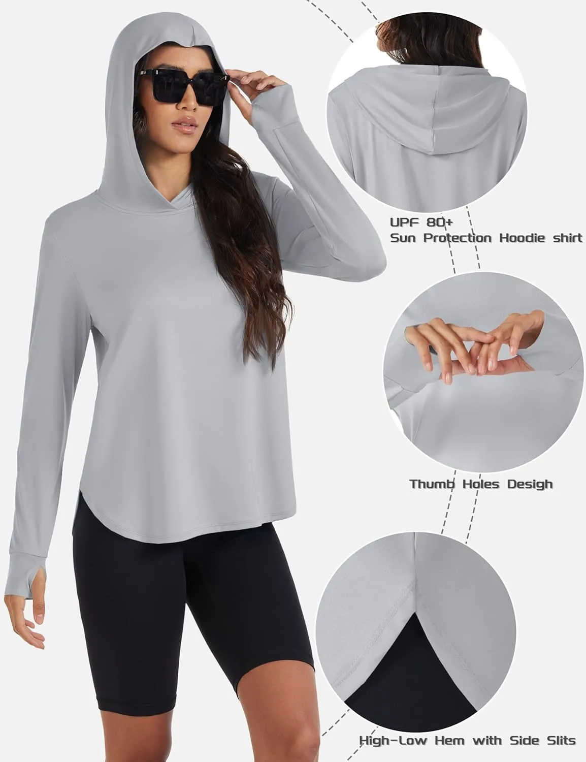 TACVASEN Women's UPF 80  UV Protection Hoodie Lightweight Long Sleeves Quick Dry Fishing Running Workout Shirt Outdoor
