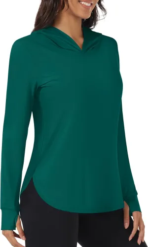 TACVASEN Women's UPF 80  UV Protection Hoodie Lightweight Long Sleeves Quick Dry Fishing Running Workout Shirt Outdoor