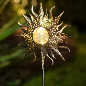 TAKE ME Sun Solar Lights Garden Outdoor Waterproof Metal Decorative Stakes for Patio Yard Walkway LawnPatio Mothers Day Gifts Mom Wife Grandma (Sun)