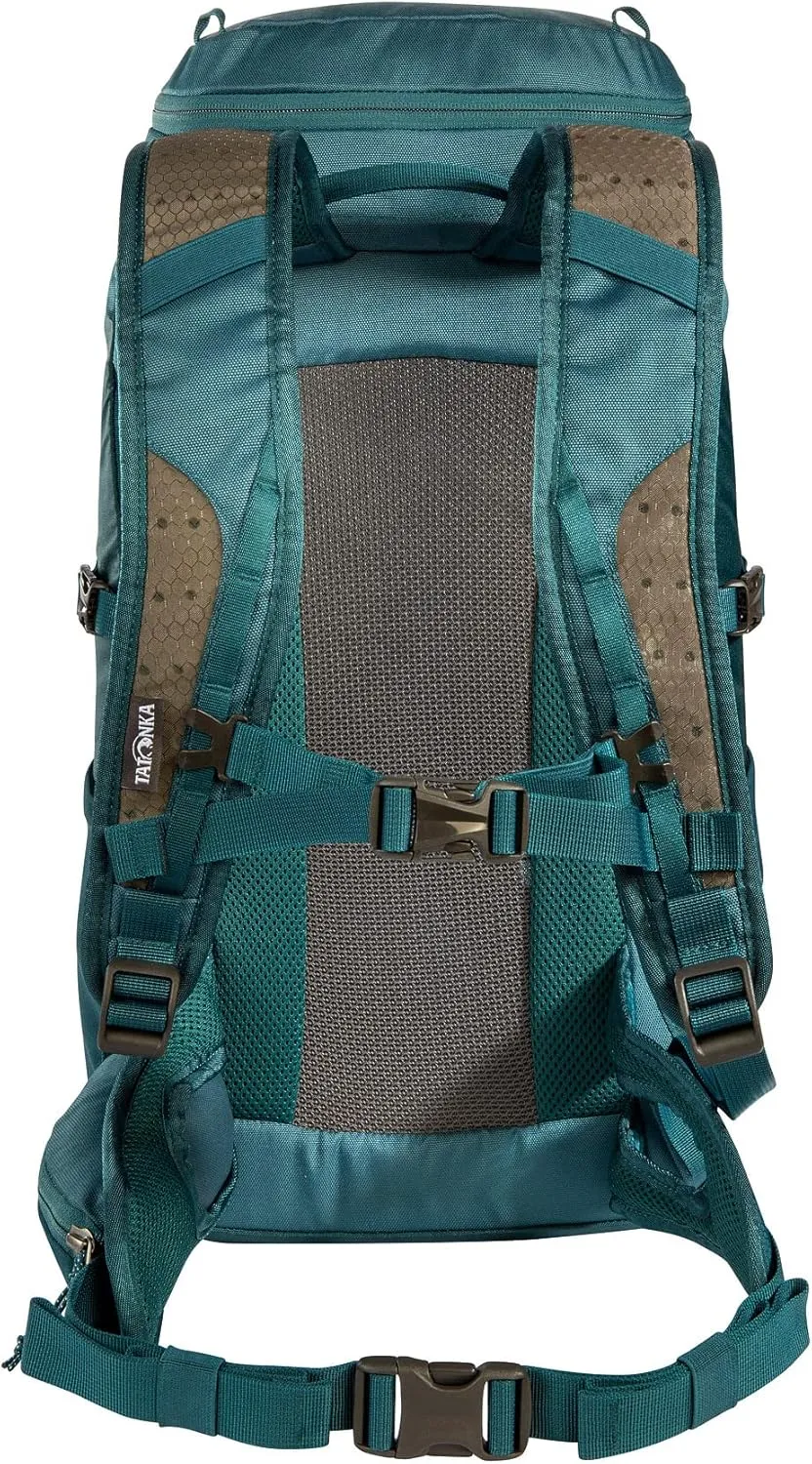 Tatonka Lightweight Hiking Backpack with 27 Litre Volume and Ventilated Back net, Teal Green/Jasper, 27 Liter