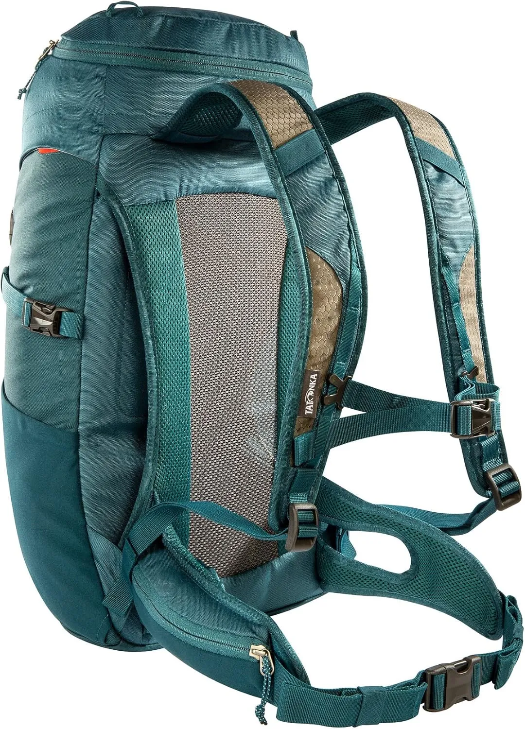 Tatonka Lightweight Hiking Backpack with 27 Litre Volume and Ventilated Back net, Teal Green/Jasper, 27 Liter