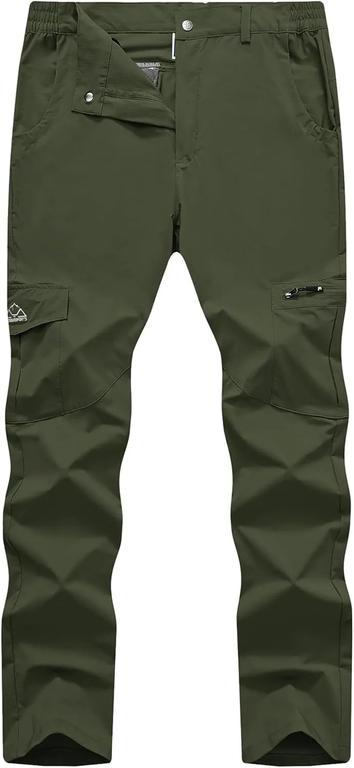 TBMPOY Men's Hiking Pants Lightweight 6 Cargo Pockets Quick Dry Water Resistant Outdoor Travel Work Fishing