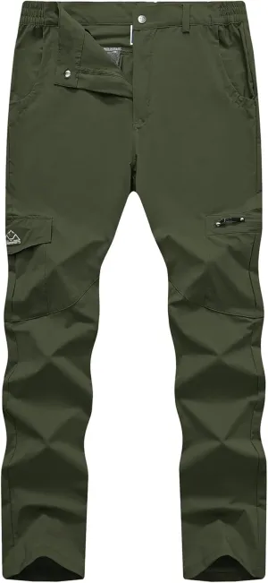 TBMPOY Men's Hiking Pants Lightweight 6 Cargo Pockets Quick Dry Water Resistant Outdoor Travel Work Fishing