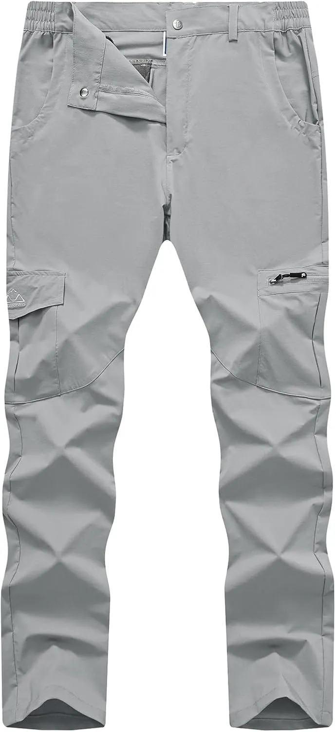 TBMPOY Men's Hiking Pants Lightweight 6 Cargo Pockets Quick Dry Water Resistant Outdoor Travel Work Fishing