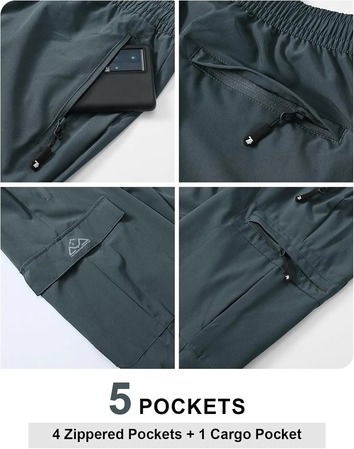 TBMPOY Men's Lightweight Hiking Travel Pants Cargo Pockets Quick Dry Stretch Water Resistant Fishing Outdoor Work