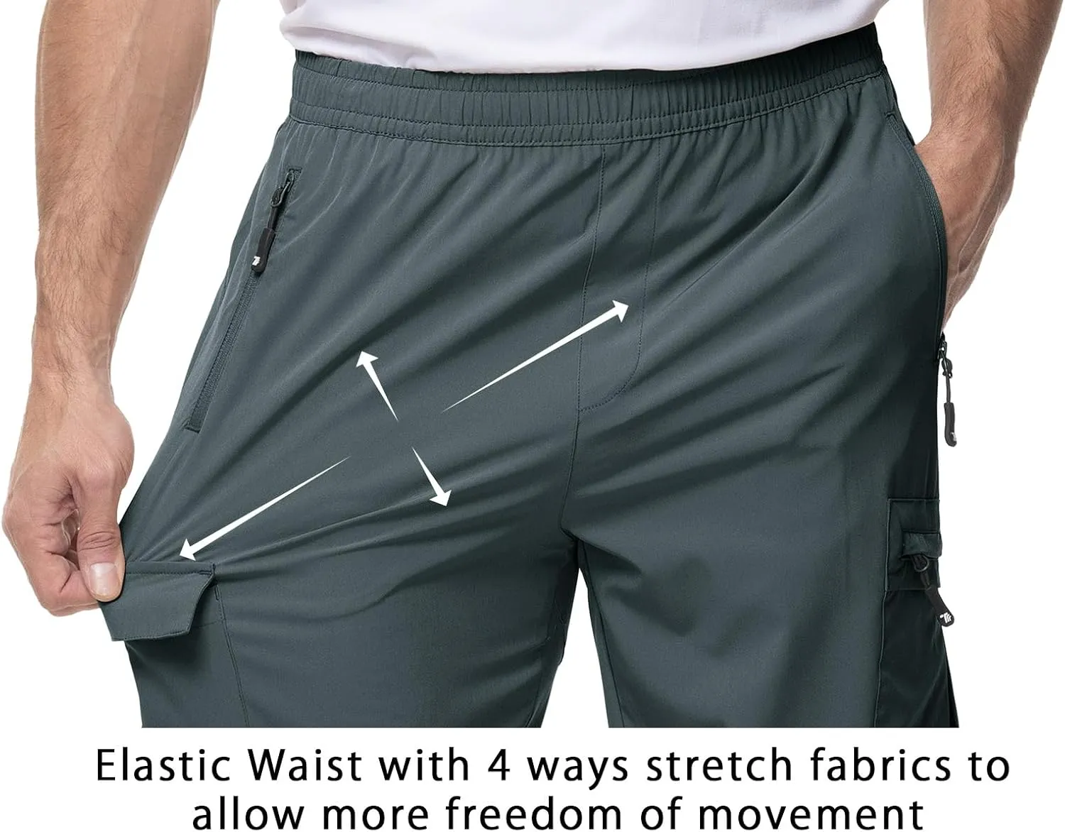 TBMPOY Men's Lightweight Hiking Travel Pants Cargo Pockets Quick Dry Stretch Water Resistant Fishing Outdoor Work