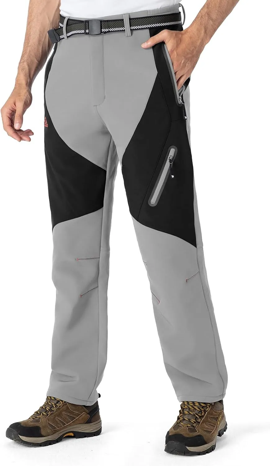 TBMPOY Men's Snow Ski Waterproof Softshell Snowboard Pants Outdoor Hiking Fleece Lined Wear Resistant Windproof