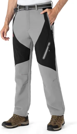 TBMPOY Men's Snow Ski Waterproof Softshell Snowboard Pants Outdoor Hiking Fleece Lined Wear Resistant Windproof