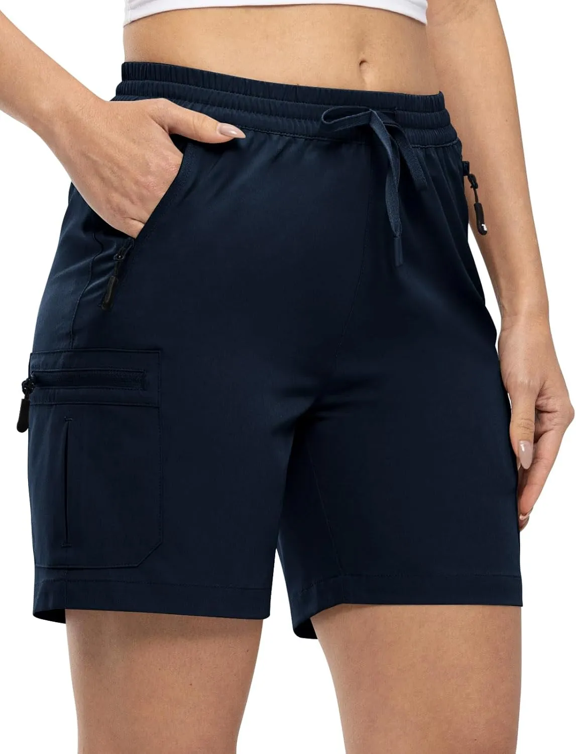 TBMPOY Women's Hiking Cargo Shorts Lightweight Quick Dry Athletic Summer Shorts Golf Travel Camping with Zipper Pockets