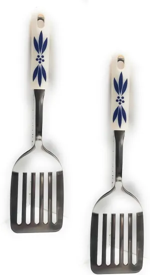 Temp-tations Serving Utensil, SET-OF-2 Stainless Steel & Silicone (Old World Blue)