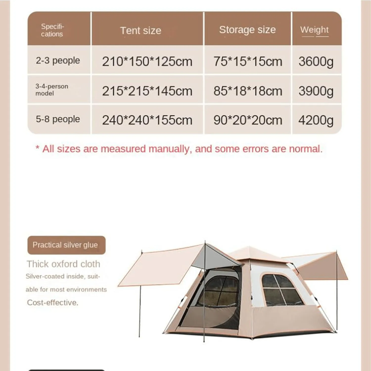 Tents for Camping 4/6/8/10 Person Waterproof Windproof Easy Setup Camping Tent Portable with Carry Bag for Family Camping Hiking