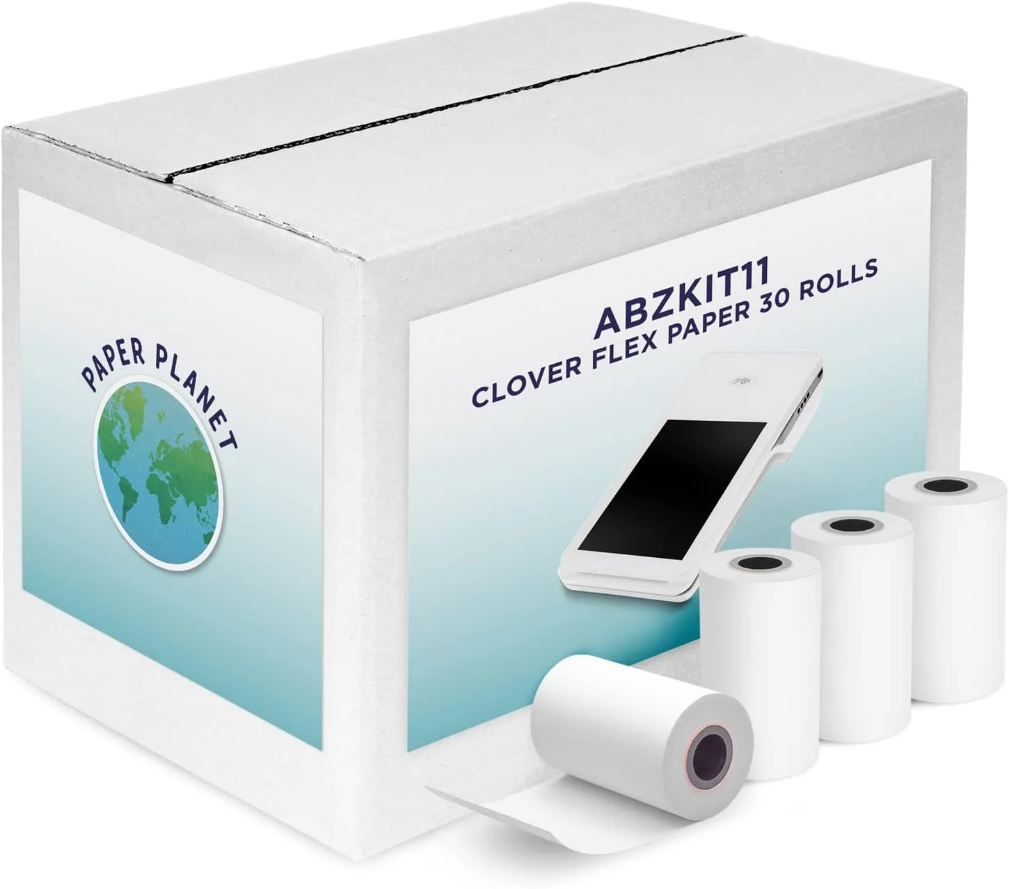 Thermal Paper for Clover Flex by Paper Planet | Credit Card Receipt Paper Rolls Compatible with Clover Flex POS models C400 C401 C403 C405 C406 | 30 Rolls