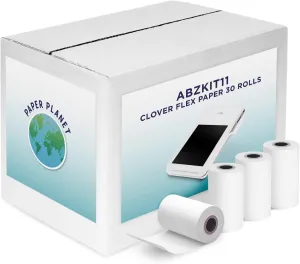 Thermal Paper for Clover Flex by Paper Planet | Credit Card Receipt Paper Rolls Compatible with Clover Flex POS models C400 C401 C403 C405 C406 | 30 Rolls