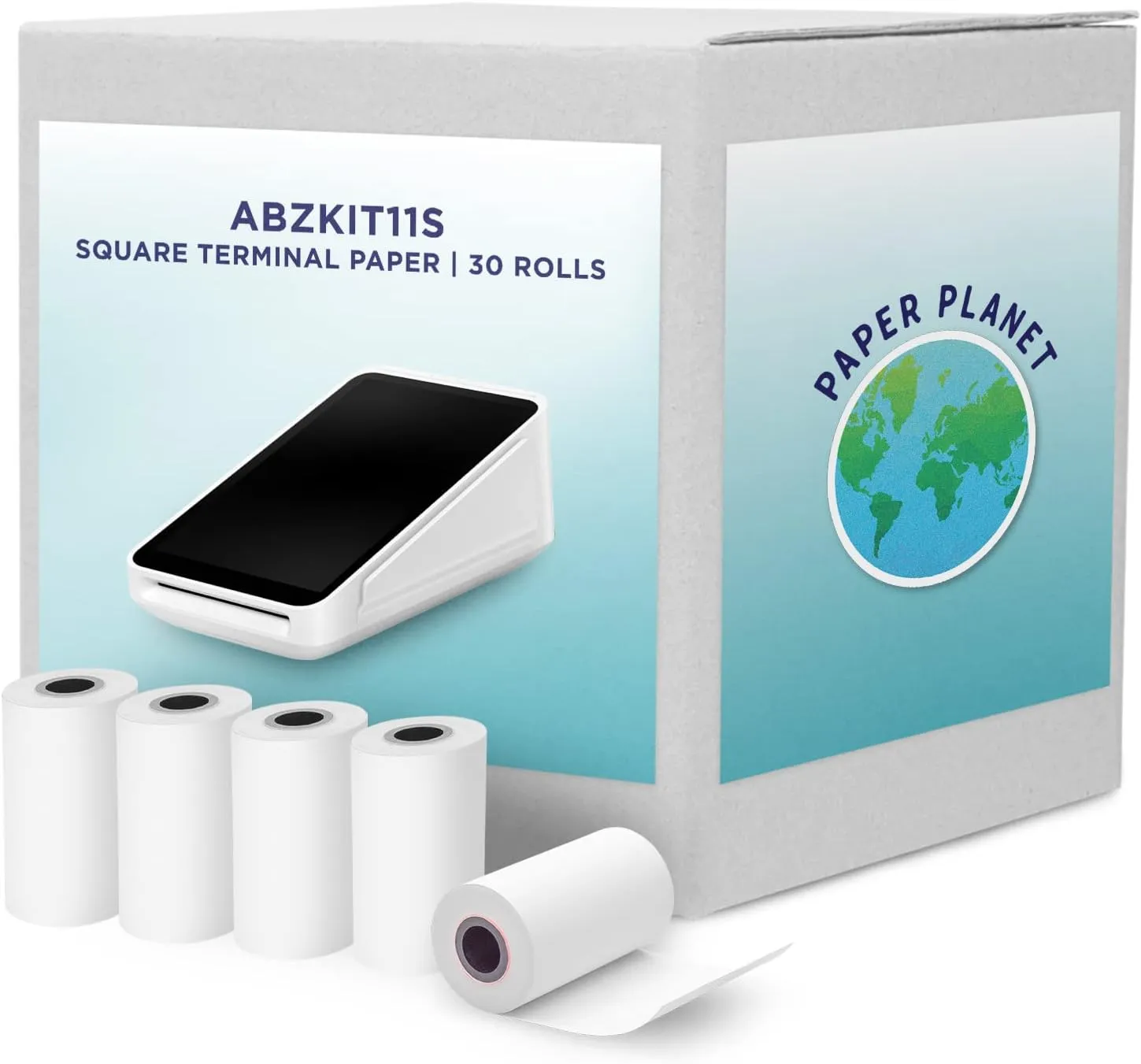 Thermal Paper for Square Terminal by Paper Planet | Credit Card Receipt Paper Rolls Compatible with Square Terminal POS | 30 Rolls