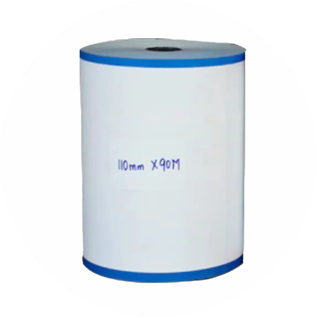 Thermal paper Roll - 110 mm X 90 Meter  4 inch ( White Roll with Cyan Border ) ( contact for orders :  91 98421 27215 )