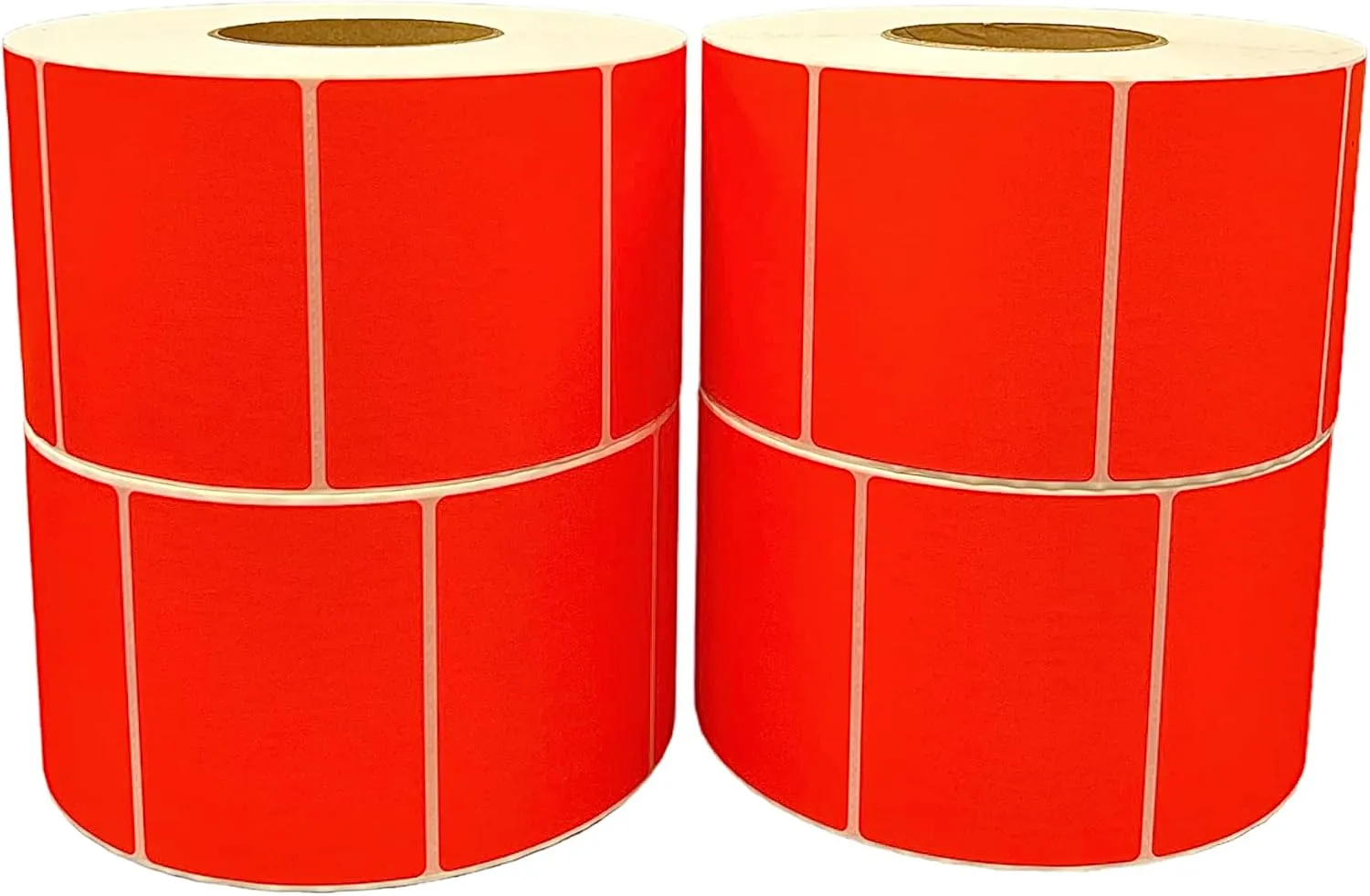 Thermal Transfer Labels (4” x 3”) - Multipurpose Labels for Shipping and Business - 3" Core Compatible w/Industrial Printers - 2000 Labels/Roll (4 Rolls) (Red)