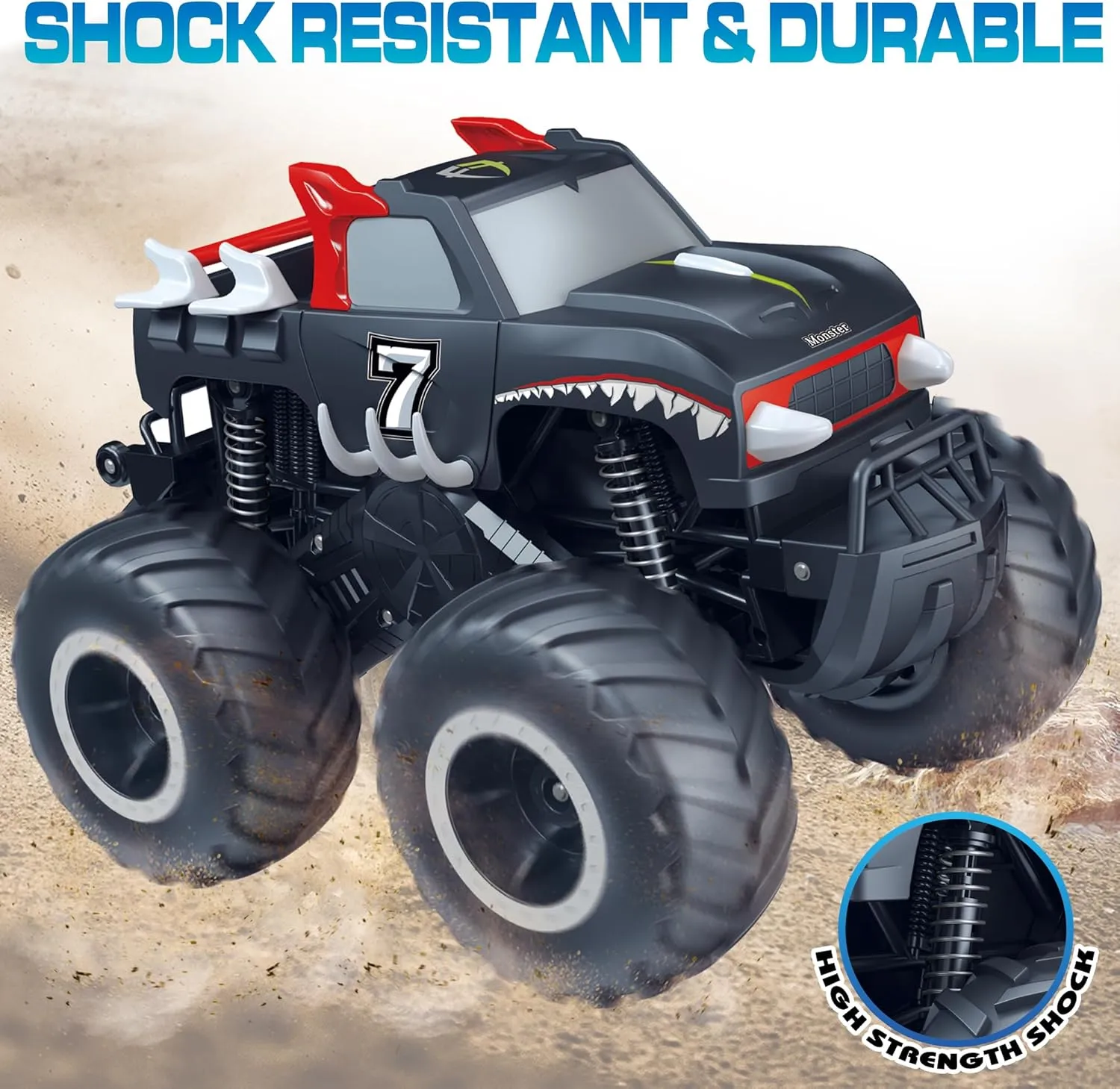 Threeking 1:16 Waterproof Monster Truck Pickup Toys RC Cars Remote Control Car Truck Toys 4WD All Terrain Off-Road Car Toy Gifts Presents 6 7 8 9 10 11 12 Year Old Kids Boys Girls Toys
