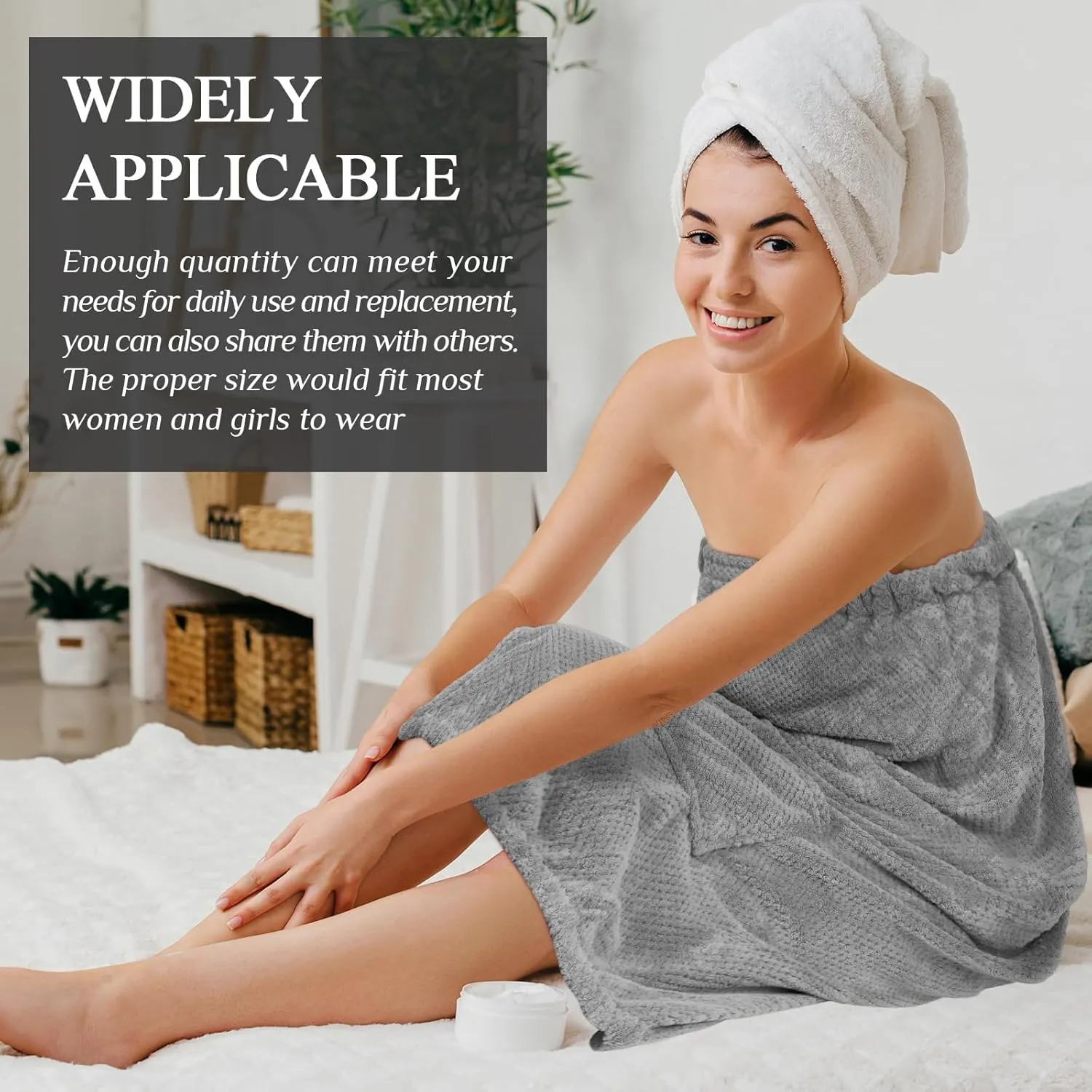 Tigeen 12 Pcs Spa Robe for Women Waffle Spa Wraps with Pocket Adjustable Closure Lightweight Towel Wraps for Bath Shower(Gray, Pocket)
