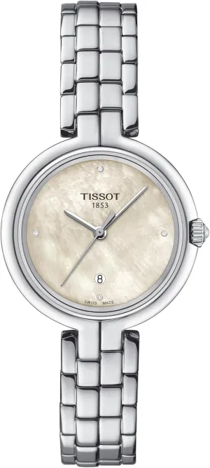 Tissot Womens Flamingo 316L Stainless Steel case Quartz Watches, Grey, Stainless Steel, 7 (T0942101111602)