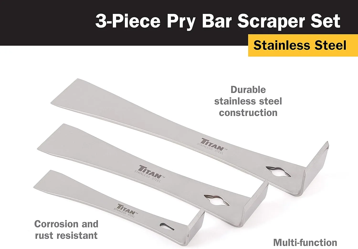 Titan 17007 3-Piece Stainless Steel Pry Bar Scraper Set