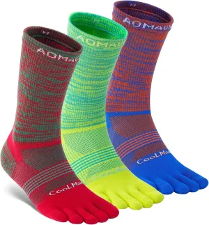 Toe Socks Men Women Athletic Running Coolmax Five Finger Crew Socks Comfortable Breathable Lightweight 3-Pairs