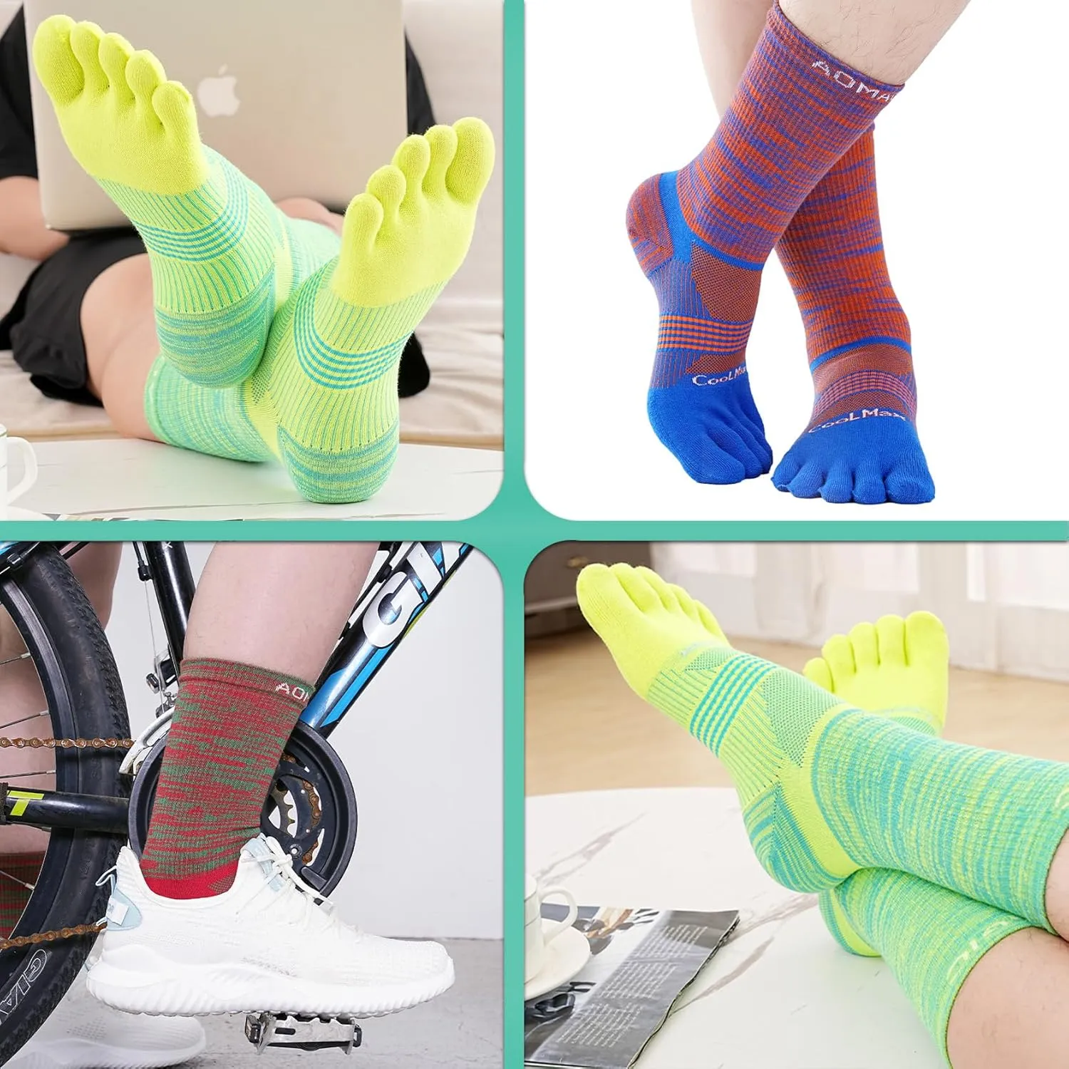 Toe Socks Men Women Athletic Running Coolmax Five Finger Crew Socks Comfortable Breathable Lightweight 3-Pairs