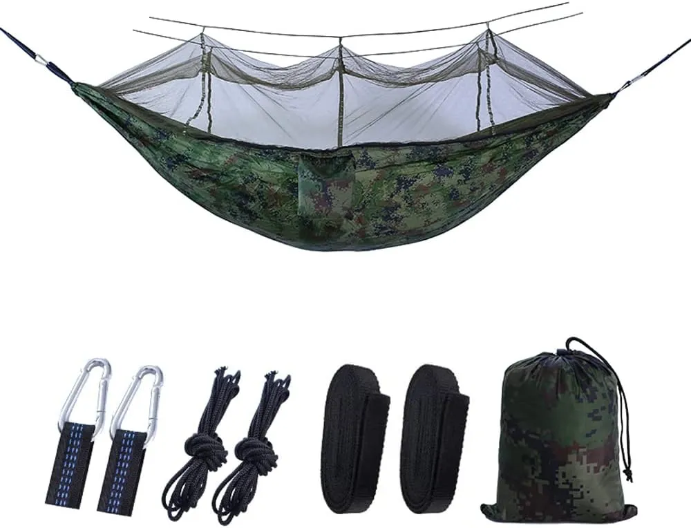 tomatic Quick-Opening Hammock with Mosquito Net Camping Portable Hammock -rolr Nylon Hammock