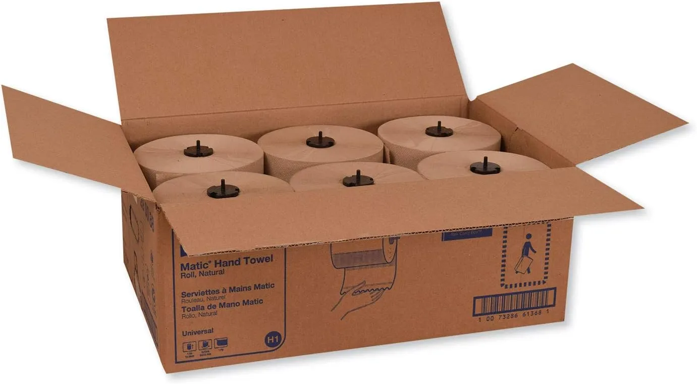 Tork Matic Paper Hand Towel Roll Natural H1, Universal, 100% Recycled Fiber, 6 Rolls x 700 ft, 290088