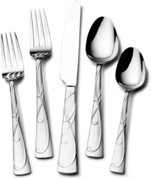 Towle 50 Piece 18/10 Stainless Steel Service for 8 Flatware Set, Blossom Pattern